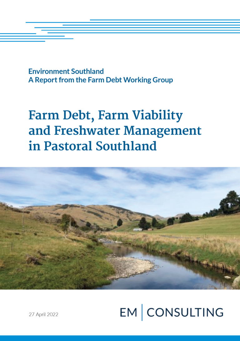 Emma Moran Farm Debt, Farm Viability and Freshwater Report